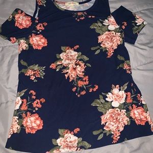 Floral Shoulder Cut Out Shirt